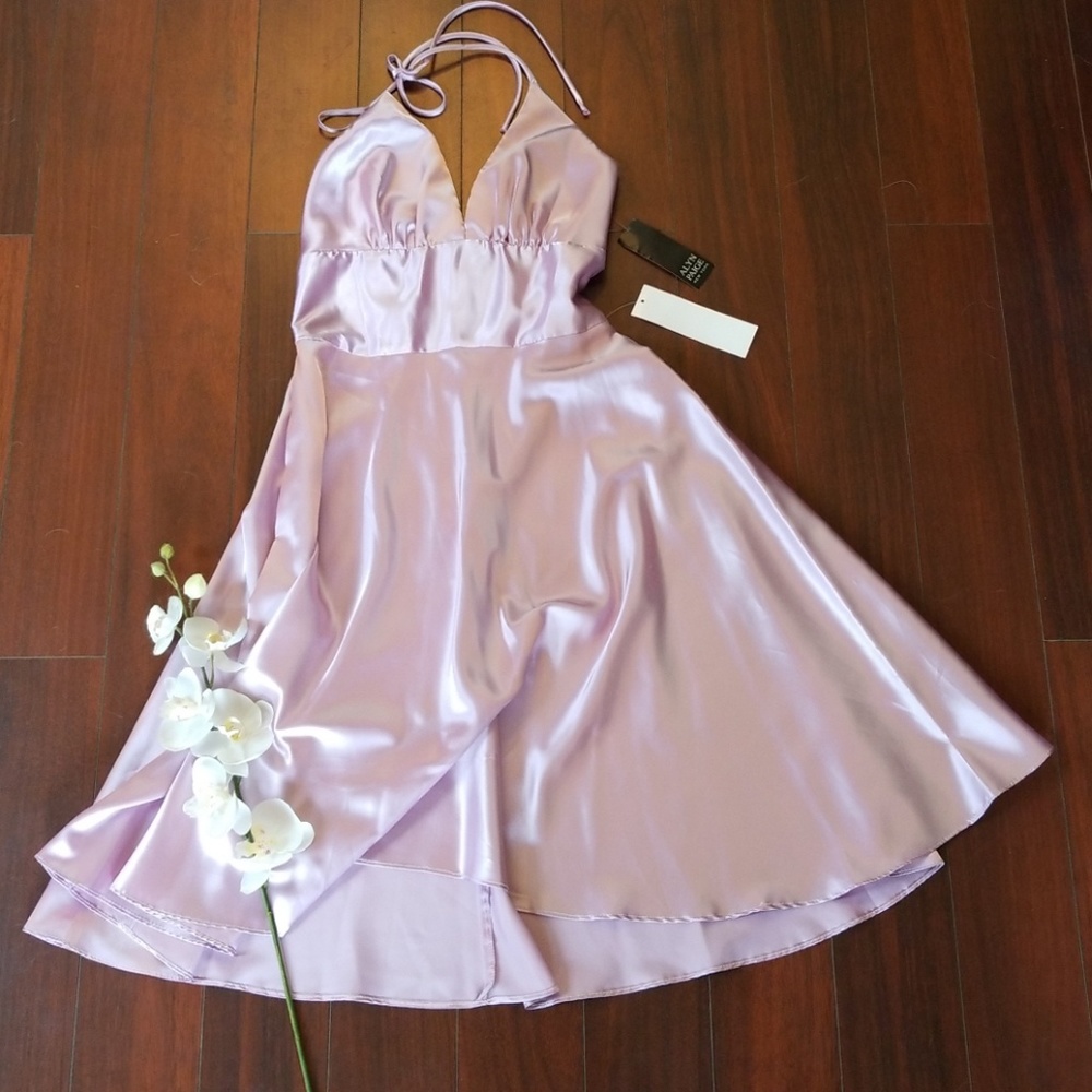NWT Lavender fit n flair satin dress